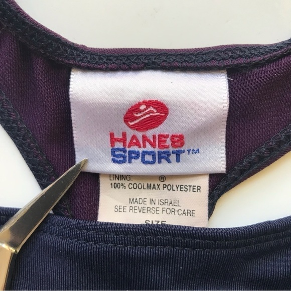 HANES Sport COOLMAX Racer Back Colorblock Workout Tank Navy Blue & Maroon Size S - Picture 8 of 15